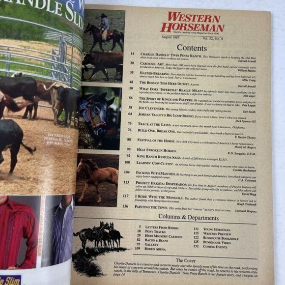 Vtg Western Horseman Magazine Charlie Daniels Cover Story Aug 1987 Vol 52, No 8 - Picture 3 of 16